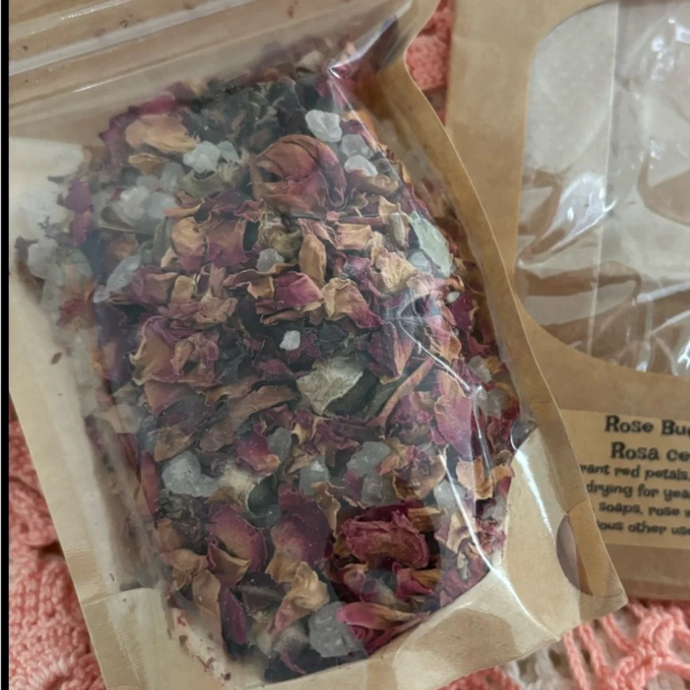Bath Body Gift Bath Salts Rosebud Petals Bath Soak Handmade NEW Final Sale